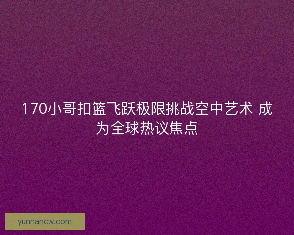 170小哥扣篮飞跃极限挑战空中艺术 成为全球热议焦点