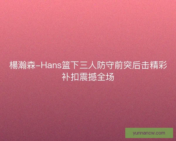 楊瀚森-Hans篮下三人防守前突后击精彩补扣震撼全场