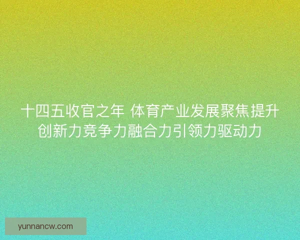 十四五收官之年 体育产业发展聚焦提升创新力竞争力融合力引领力驱动力